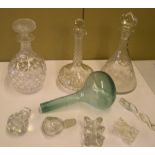 Collection of glassware to include 3 antique decanters (1 ships example & 1 fine long-necked