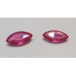 2 Marquaise cut rubies, 5.12ct in total