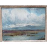 Henry Hadfield CUBLEY (1858-1934) oil on board, "Deserted marshland landscape", signed, framed, 15 x