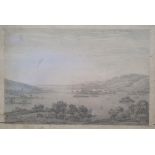 Joseph FARINGTON (1747-1821) graphite "View looking down Windemere", signed, unframed, 15 x 23 cm