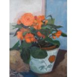 Anthony PROCTER (1913-1993), 1982 oil on board, "Potted Begonias", signed & dated, wood frame, 44