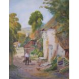 Tom CLOUGH (1867-1943) watercolour, Returning home, signed, mounted but unframed, 40 x 31 cm