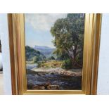 David COX jnr (1809-1885) oil on relined canvas, "Country river landscape", signed, framed, 45 x