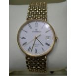 Gents Soverign 9ct gold watch with 9ct gold strap (39.3 grams gross) complete with original box, and