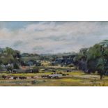 Frank BOOTHMAN oil on thick paper, "Extensive country landscape", signed, wood frame, 34 x 53 cm