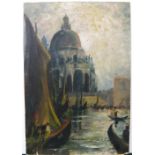 Mid 20thC impressionist oil on artists board, "St Pauls from the river, initialled H.S. unframed, 44