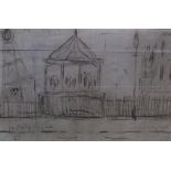 L S Lowry, bears signature, pencil sketch "Street scene", unframed, 15 x 23 cm