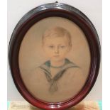 Edith Maud Susanna SCANNELL (act.1870-1921) 1901 oval watercolour portrait of a young boy in