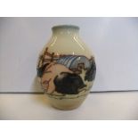 Moorcroft Limousin pigs vase, 13 cm high