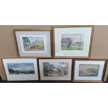 5 good quality Edwardian watercolours, all framed by various differing artists, including Gladys