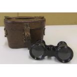 Unusual early 20thC Opera glasses in the form of conventional binoculars including the leather