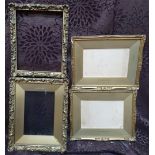 2 pairs of small antique gold gilt frames, three are glazed, some minor losses. Internal
