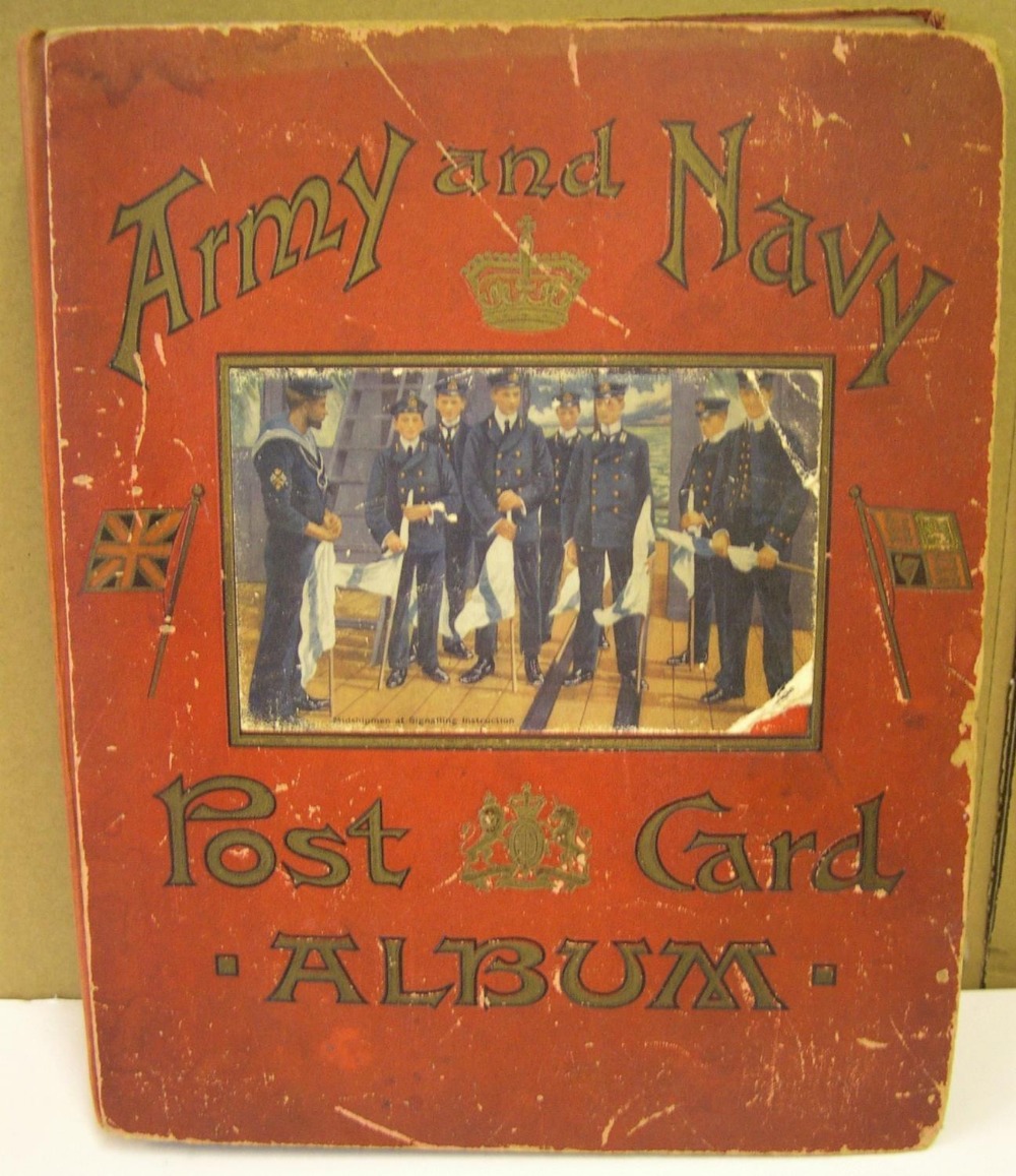 Early 20thC, Army & Navy postcard album (160+ postcards)