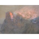 Benjamin J.M. DONNE (1831-1928) pastel "Mountain castle at dusk", signed, wash mount and thin old