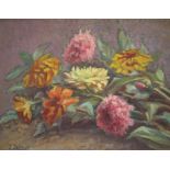 Joseph JAFFEUX (1883-1958) oil on wood panel, "Flower study", signed, framed, 27 x 35 cm