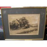 Ronald Basil Emsley WOODHOUSE (1897-?) etching "The Golden Ball pub", signed & inscribed in