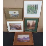 5 antique framed watercolours all by differing artists to include Albert Dunington, William J