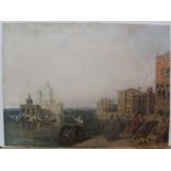 Circle of J M W Turner, Victorian watercolour "Venice scene", unsigned, unframed, 18 x 25 cm