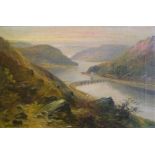 George Willis PRYCE (1866-1949) oil on canvas, "River gorge scene", signed, framed, 20 x 30 cm