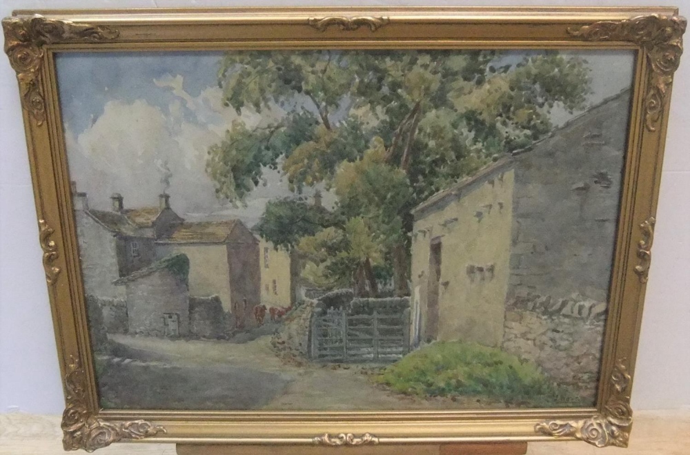 Joseph WEST (1882-1958) watercolour, Farm at old Gressington, framed 25 x 36 cm Fine with good