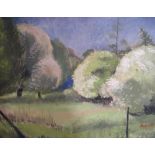 Franklin WHITE (1892-1975) oil on canvas paper, "Extensive landscape", studio stamped, framed, 39