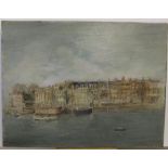 Margaret Russell 1946 oil on canvas "View of Cheyne Walk, Chelsea from across the river",