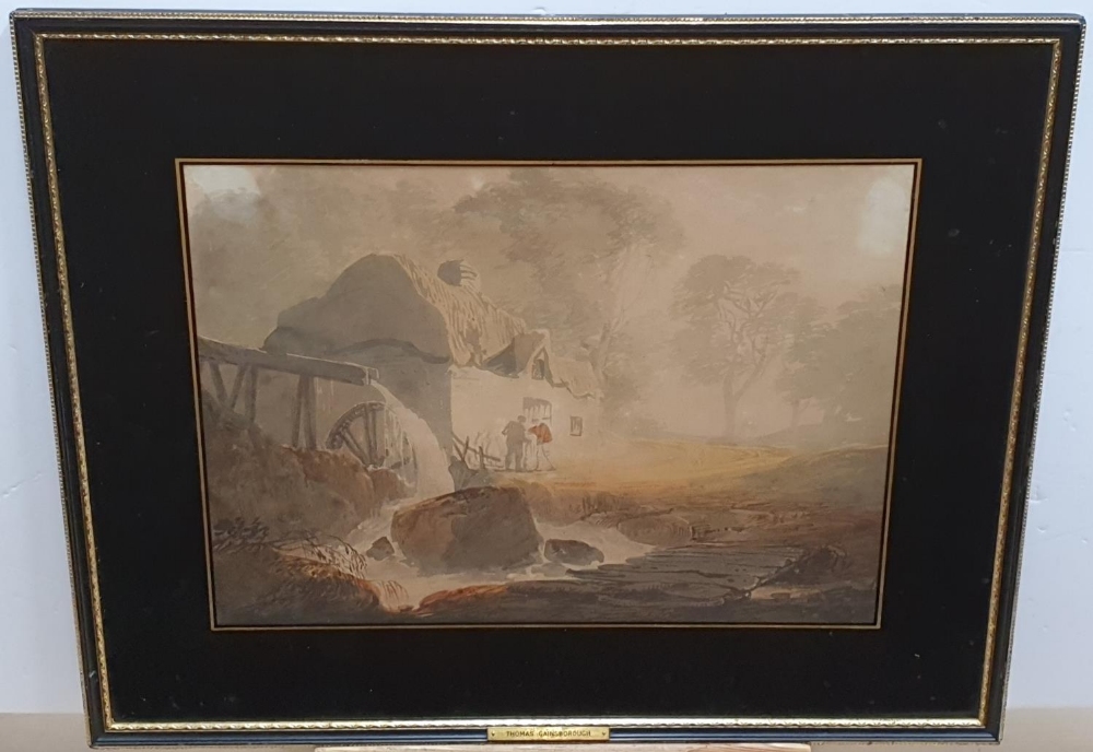19thC watercolour of a country cottage, bears signature "Thos Gainsborough" in verre eglomise type - Image 2 of 5