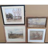 4 20thC framed Edwardian watercolours including Bottomley, E Davies &