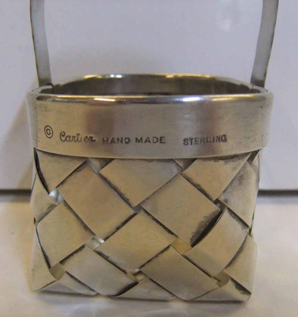 Charming miniature silver basket by Cartier, 6 cm long - Image 5 of 5