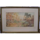 Joseph Halford ROSS (1866-1909) large watercolour "Sheep grazing in wooded clearing", signed, wash