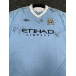 Signed (5 signatures) Manchester City 2017 Home Shirt with COA David Silva, Gael Clichy, Gareth