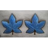 Vintage pair of hand-made Danish 925 silver gilt and enamel "Maple leaf" clip-on earrings