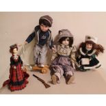 4 porcelain decorative large dolls some on metal stands, 1 is from Knightsbridge collection,