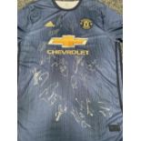 Squad Signed (17 signatures) - Manchester United 2018 Third Strip Shirt with COA