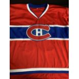 John LeClair, Partrick Roy - Signed Montreal Canadiens Ice Hockey Shirt with COA.