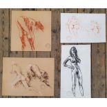 4 good quality, Peter COLLINS (1923-2001) chalks female nudes/figure studies, Approx average size is