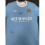 Carlos Tevez & Emanuel Adebayor - Signed Manchester City 2011 Home Shirt with COA