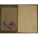 2 good quality Peter Collins (1923-2001) Female portraits, oil sketches on paper, approx average