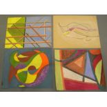 4, Eddie Bianchi (Newcastle-Upon-Tyne active 1975-1995) 2 abstract oils on paper, 2 pastel