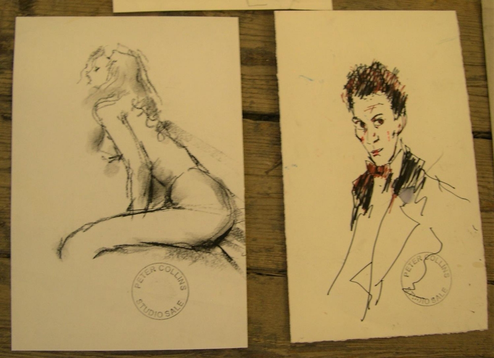 16 Peter Collins (1923-2001) mixed medium, portrait drawings, Approx average size is 26 x 38 cm - Image 4 of 5