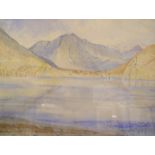 Unsigned, early/mid 20thC watercolour "Tranquil mountain lake-scene" manner of Heaton Cooper, wash