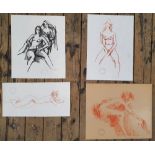 4 good quality, Peter COLLINS (1923-2001) coloured chalks female nudes/figure studies, Approx