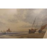 Albert POLLITT (1856-1926) watercolour "Fishing boats at low tide, north Wales, signed, modern