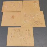 5, Peter COLLINS (1923-2001) mixed media female nudes/figure studies, Average size Approx 41 x 46 cm
