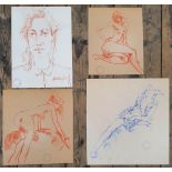 4 good quality, Peter COLLINS (1923-2001) chalks female nudes/portrait studies, Approx average