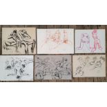 6 good quality, Peter COLLINS (1923-2001) coloured chalks nude figure studies, Average approx size