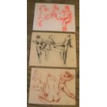 3, Peter COLLINS (1923-2001) chalks, female nude sketches, Approx average size is 40 x 46 cm