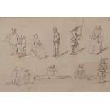 Ernest Henri GRISET (1844-1907) pencil "figure sketches", initialled, mounted and framed, The