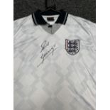 Paul Gascoigne - Signed Retro White 1990 Home Shirt with COA