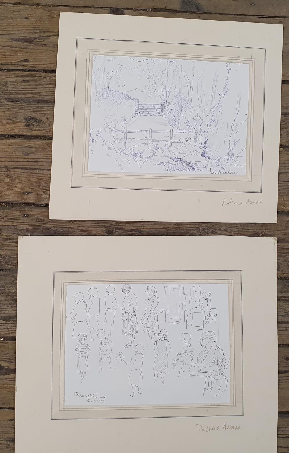 Patience ARNOLD (1901-1992) pencil sketches (4), all mounted but unframed - Image 2 of 4